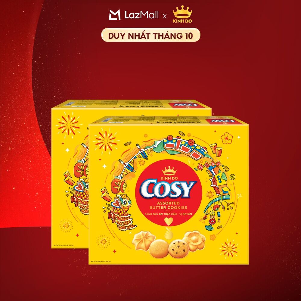 [Date 11/10/2025] Bánh Quy Bơ Cosy Thập Cẩm Rắc Hạt Hộp Giấy Vàng, Combo 2 Hộp X 330G