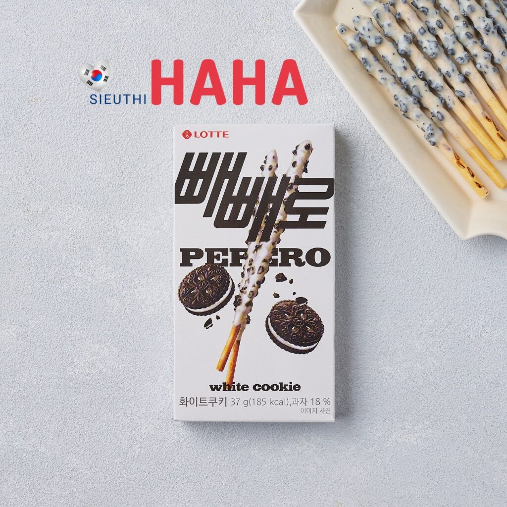 Bánh que hàn quốc lotte pepero white cookies 37 g 롯데 화이트쿠키빼빼로