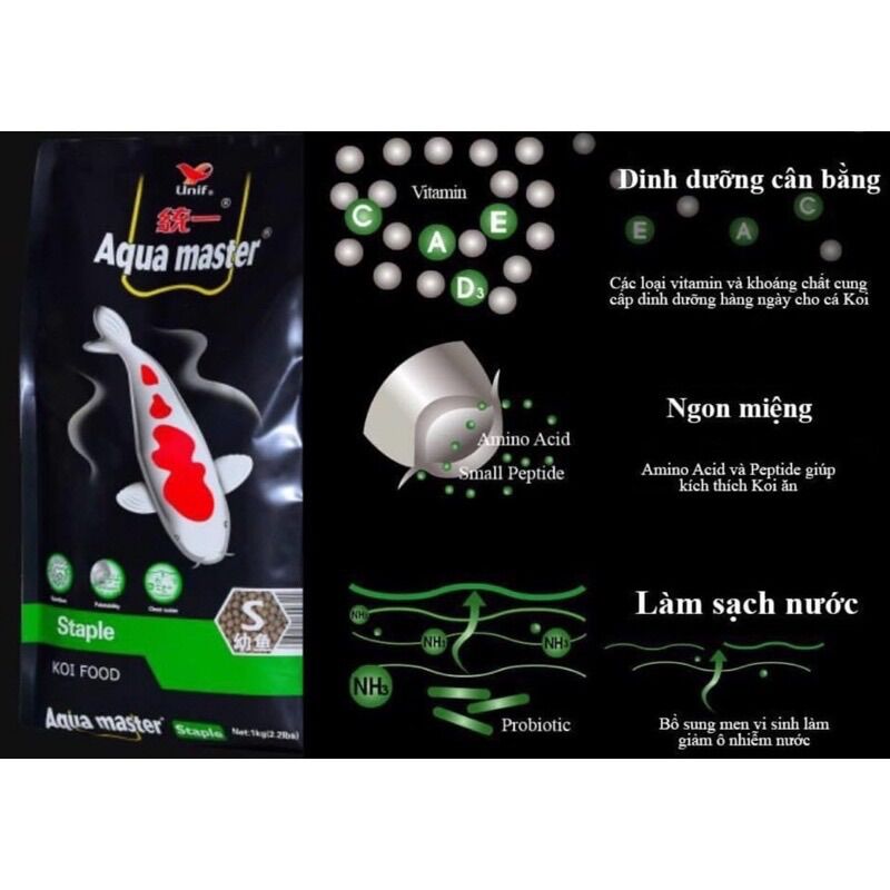 [ RẺ SỐ 1 ] Thức ăn cho cá Koi Aquamaster túi 1kg