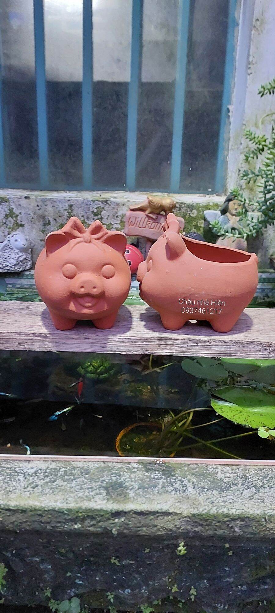 Chậu đất nung Bình Dương hình chú heo