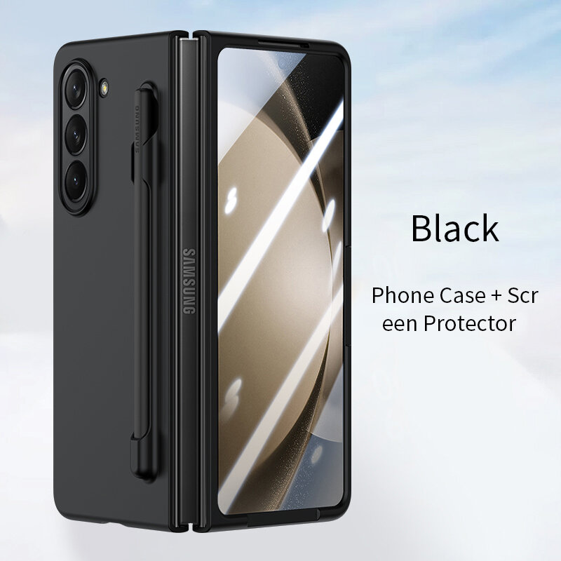 Da cảm thấy bảo vệ shell đối với samsung galaxy z fold5 fold5 5g trường hợp với bút khe cắm chủ cứng nhựa chống sốc bìa