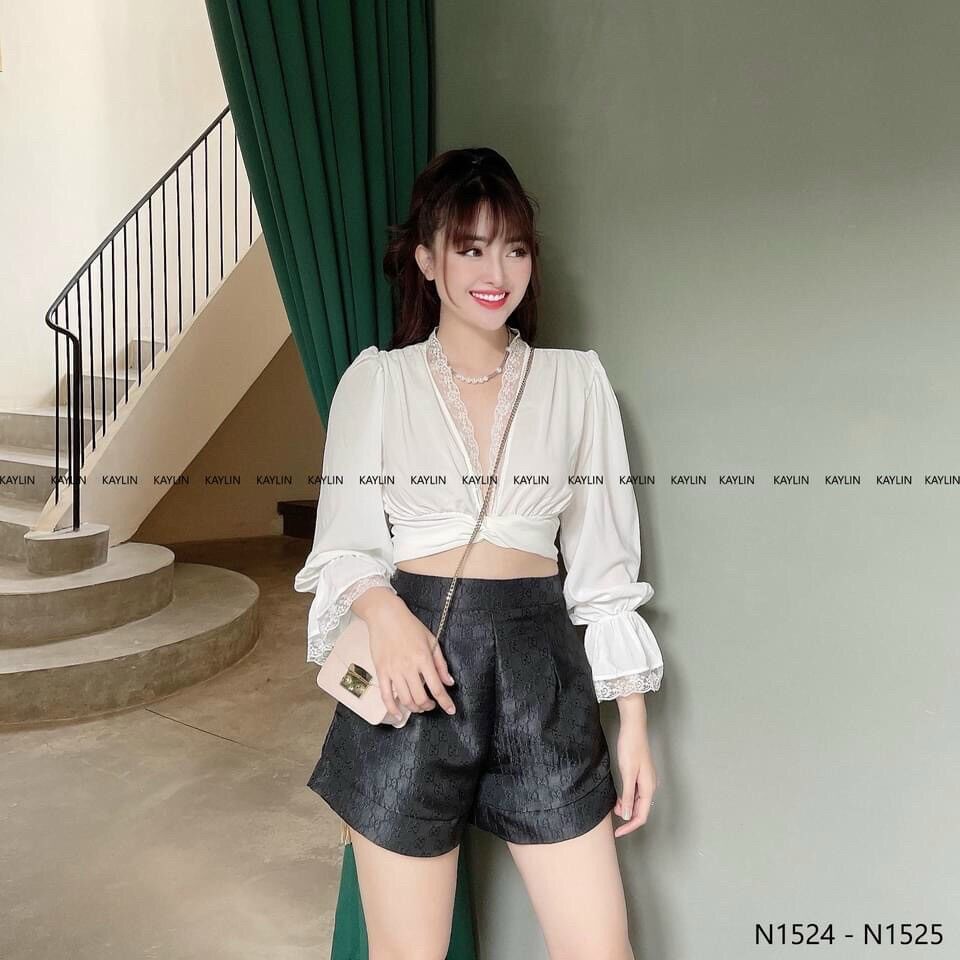 Áo voan phối ren cột eo đẹp from 50kg trở lại