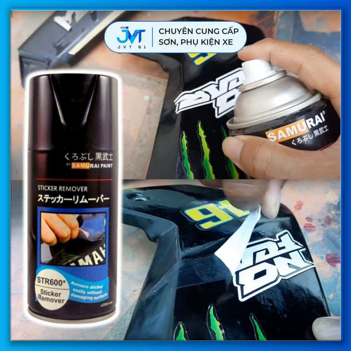 Chai xịt lột tem xe Samurai STR600, tẩy keo decal nhãn dán