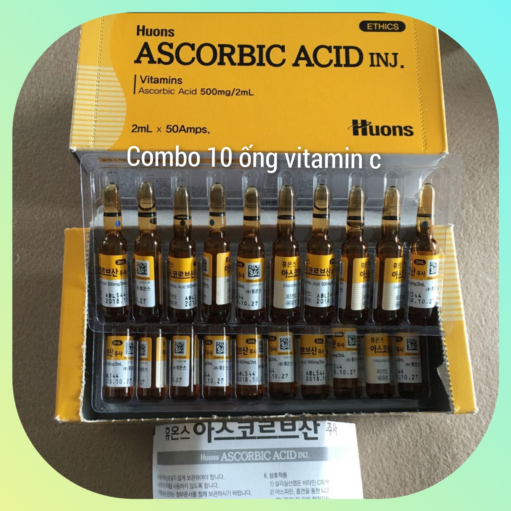 1 vỉ 10 ống vitaminc c huons dùng mix cùng tảo xoắn, điện di