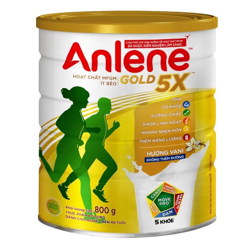 Sữa bột Anlene Gold 5x hương vani 800g date mới