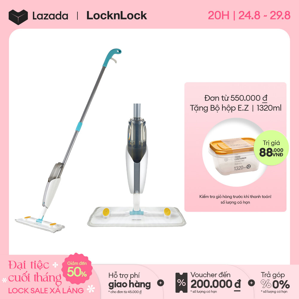 Cây lau nhà Lock&Lock dạng đứng xịt nước ETM461 ứng dụng công nghệ hơi nước hiện đại cấu tạo chắc chắn sử dụng dễ dàng bền bỉ