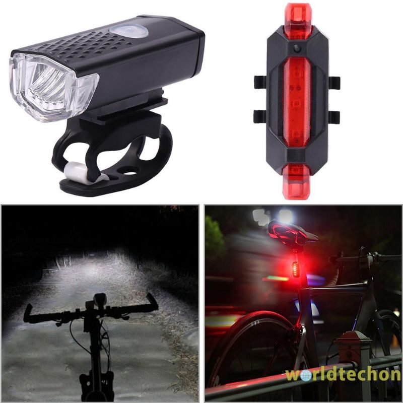 Combo đèn trước và đèn led sau xe đạp, tiện lợi, siêu sáng