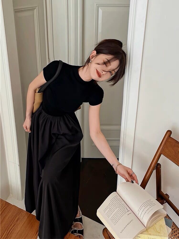 Đầm Maxi Tay Ngắn, Đầm Xoè Dài Có Tay, Đầm Maxi Trơn Đơn Giản