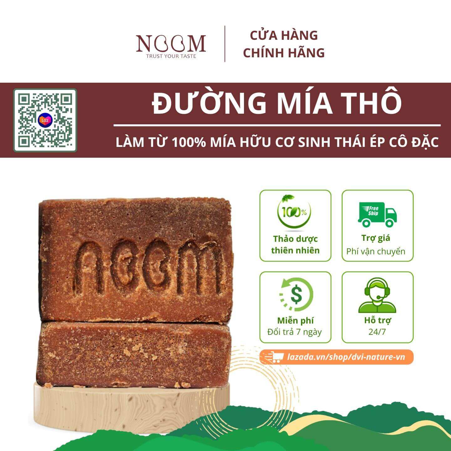 Đường mía thô Noom nguyên chất giữ lại 100% lượng mật nguyên vẹn, giàu vitamin và khoáng chất