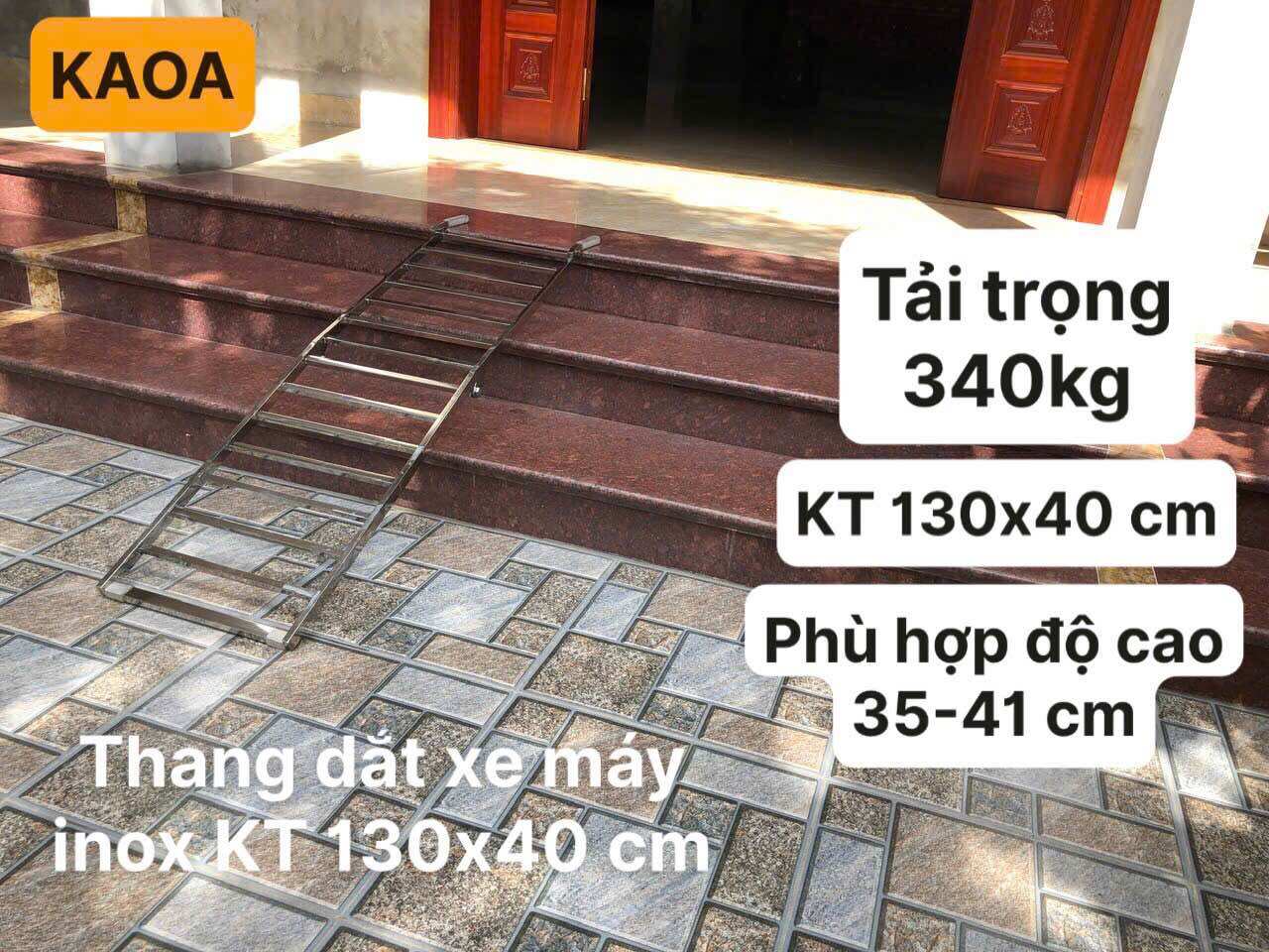 Thang dắt xe máy inox. KT 130×40 cm phù hợp độ cao 39 - 42 cm ( bảo hành 12 tháng )