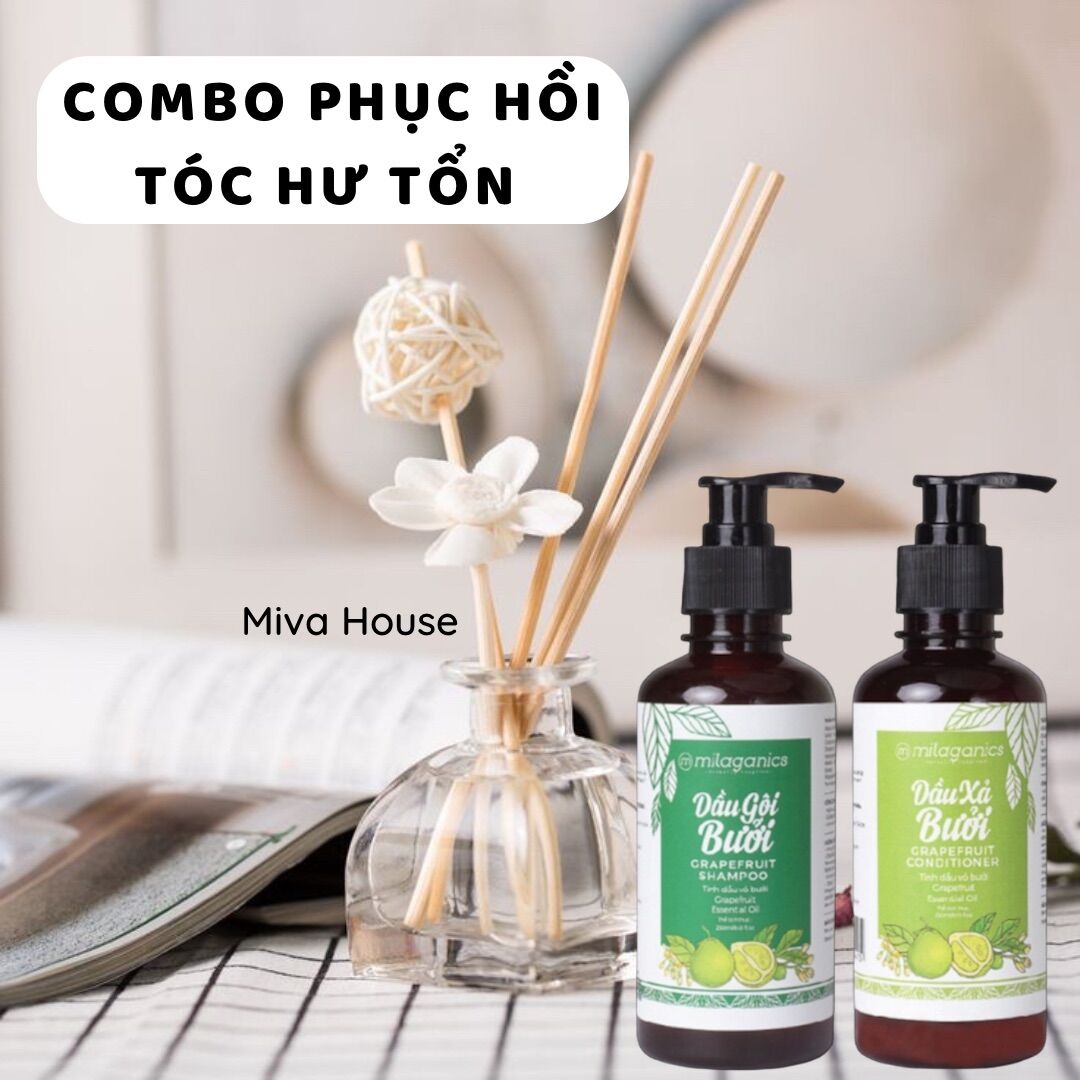 Dầu gội bưởi Milaganics ngăn rụng tóc kích thích mọc tóc