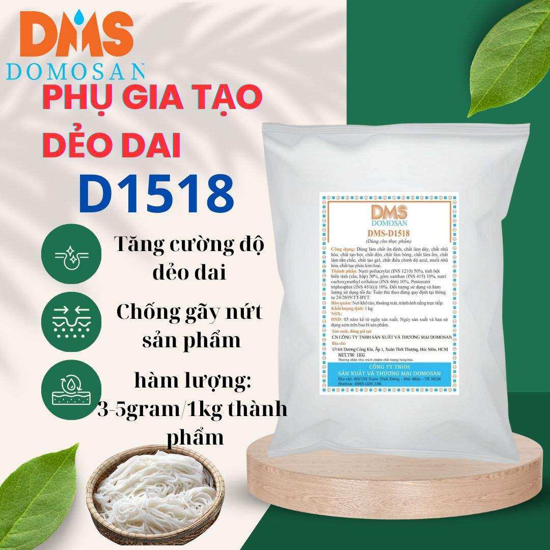 Bột dẻo dai DMS D1518 - phụ gia làm bún tạo dẻo dai sáng bóng cho búnmìphởhủ tiếu bánh tráng