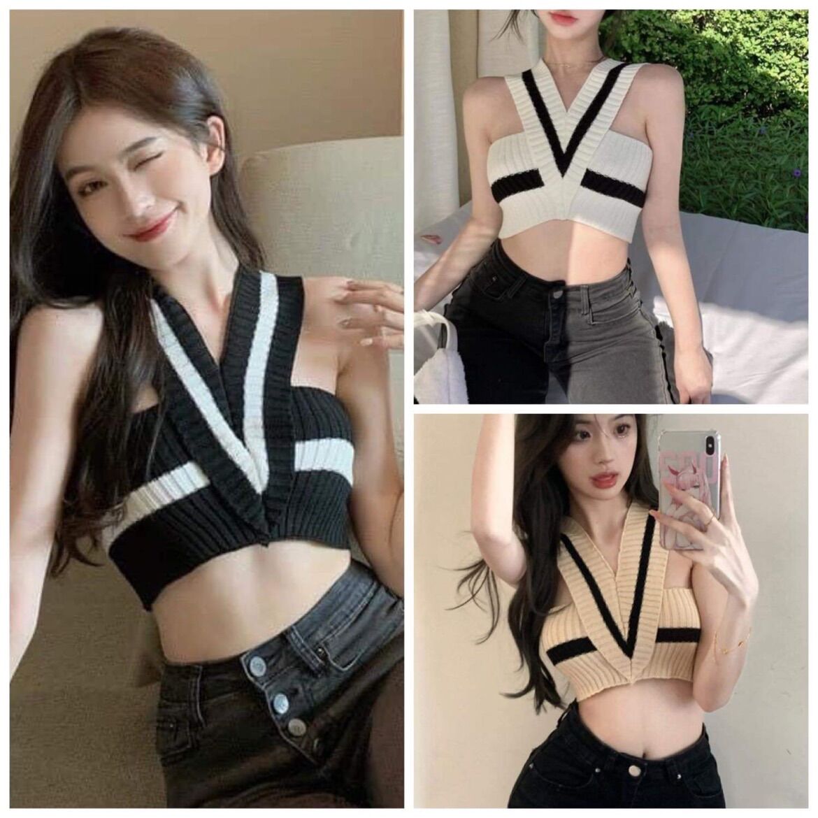 Áo kiểu yếm gân xinh đẹp hot lắm nhé YG