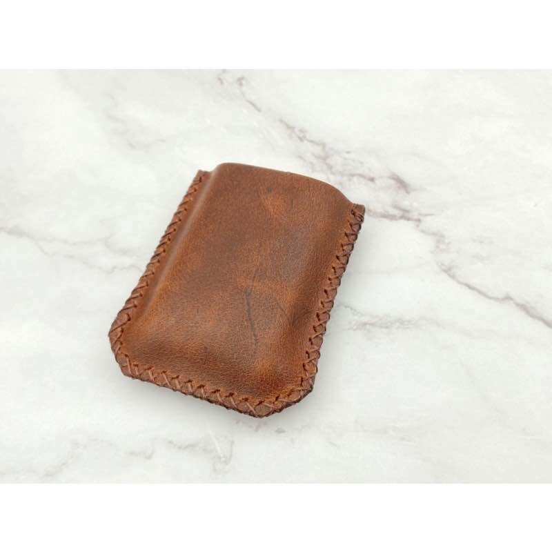 Bao da zippo bỏ túi handmade màu nâu
