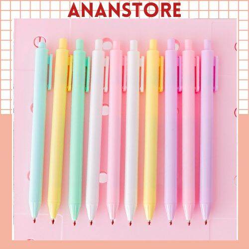 Bút bi bấm, bút viết nhiều màu macaron dễ thương 0.5mm mực đen ananstore