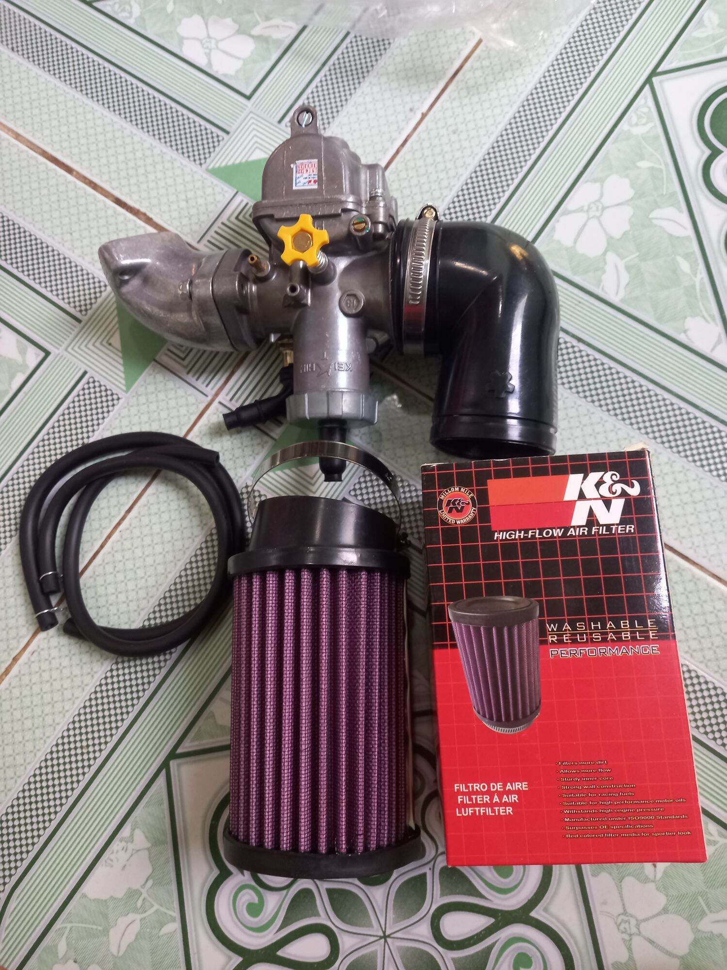 Combo bình xăng bông mai và lọc trụ kN gắn nhìu dòng xe máy xăng cơ