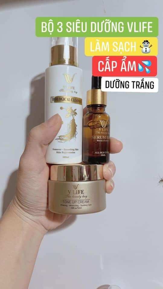 (CHÍNH HÃNG) COMBO 3 Sản phẩm vlife (KEM FACE TẾ BÀO GỐC VLIFE -SỮA RỬA MẶT VIIFE - SIRUM VLIFE)