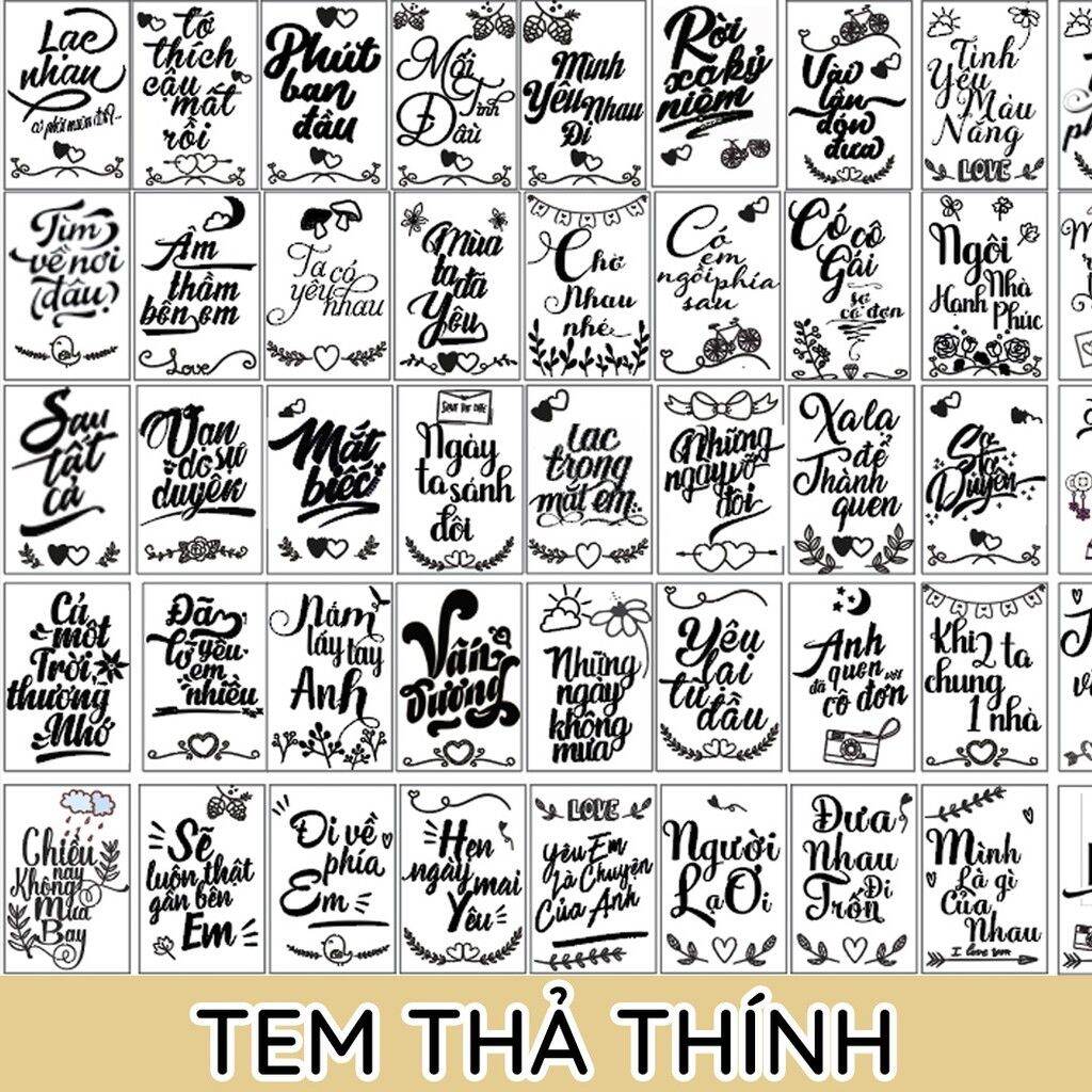 100 hình dán chữ thả thính siêu hay đã có keo sẵn