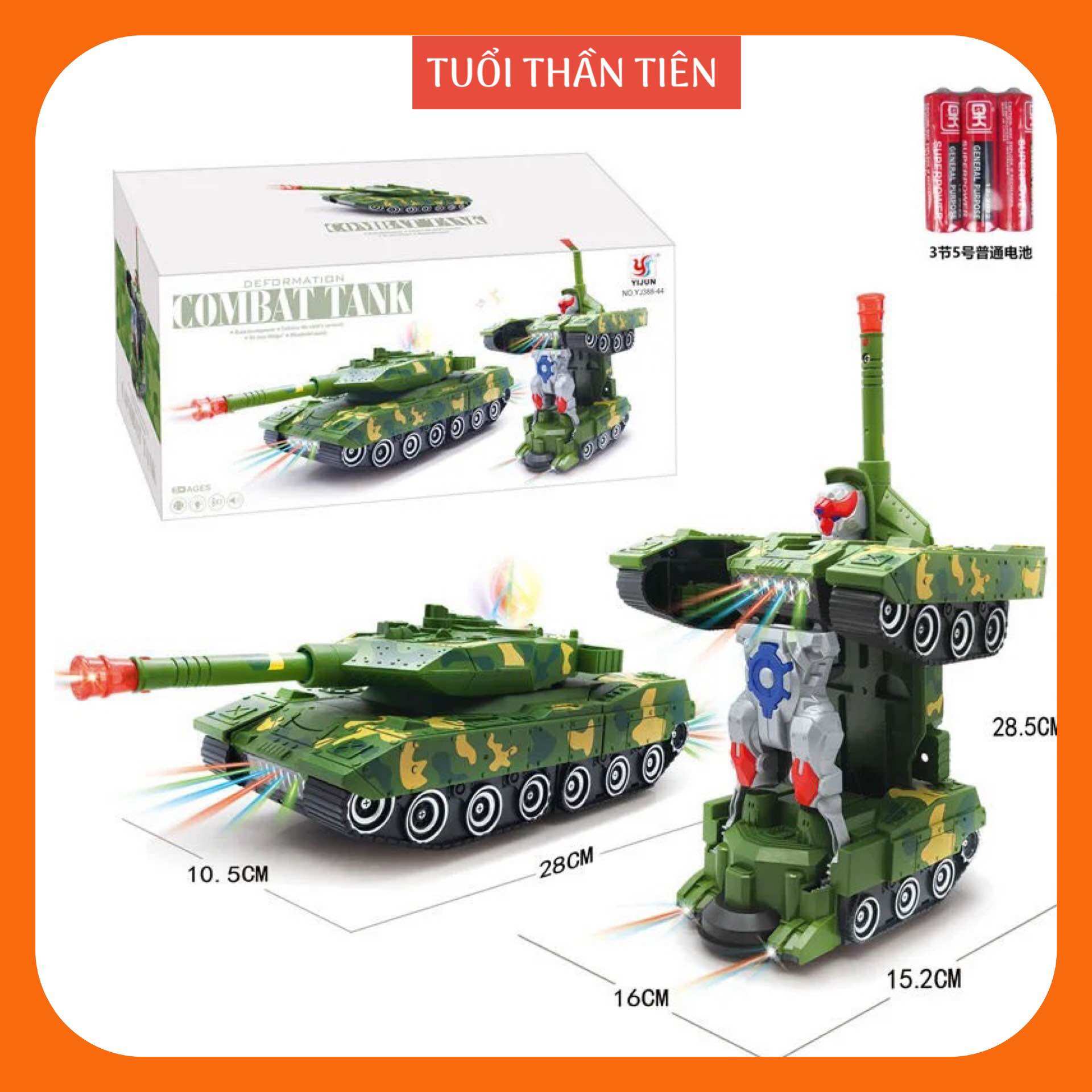 Xe tăng robot biến hình tự động có đèn và nhạc, đồ chơi bé trai, đồ chơi trẻ em, đồ chơi robot, đồ chơi robot biến hình