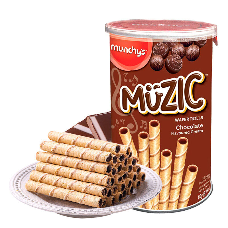 Munchy's Chocolate Flavored Wafer Roll Snack Egg Roll Biscuit Heart Filled Leisure Stick Chocolate Flavor Malaysia Origin