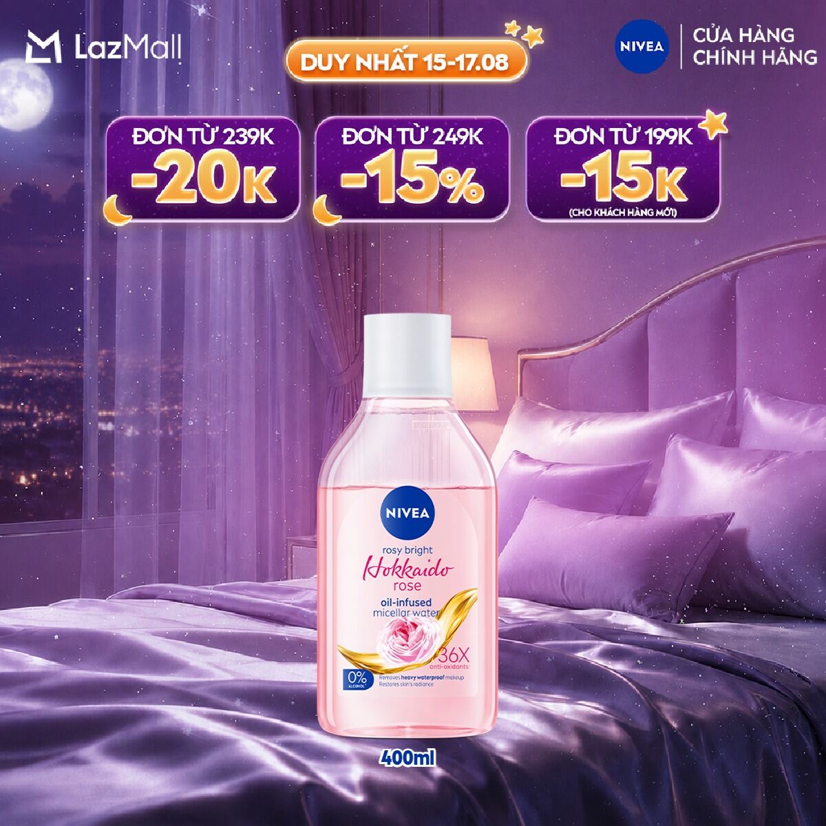 Nước Tẩy Trang NIVEA Hokkaido Rose Làm Sạch Trang Điểm Hiệu Quả 400ml - 86550