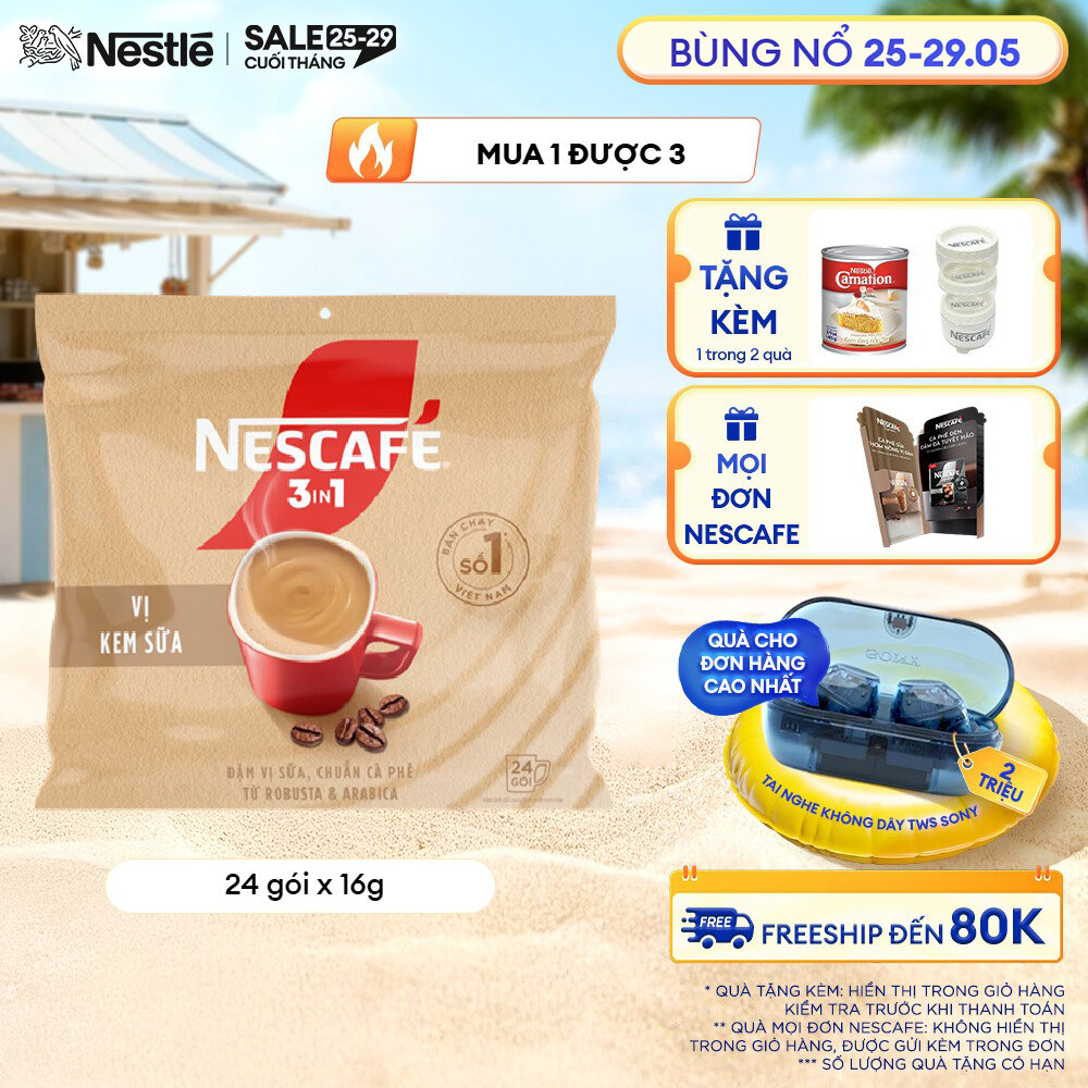 [FREESHIP TOÀN QUỐC] Cà phê hòa tan NESCAFÉ 3IN1 VỊ KEM SỮA Bịch 24 gói ĐẬM VỊ SỮA, CHUẨN CÀ PHÊ