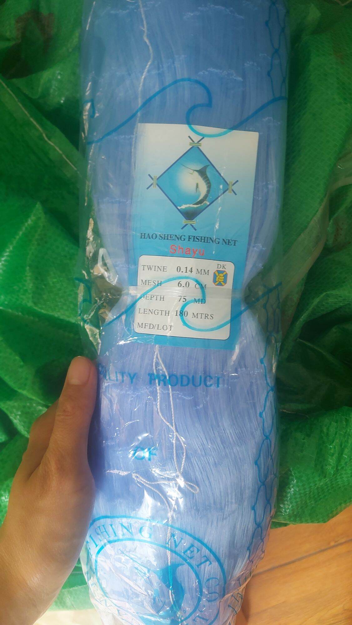 Lưới cá nhọn 75 mặt, dài 180m, chuyên để gia công lưới bắt cá hàng chất lượng