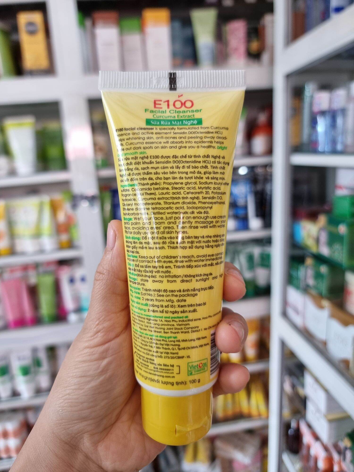 Sữa rửa mặt e100 nghệ 100gr tuýp lớn chuẩn cty