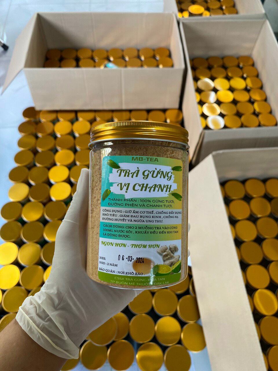 Bột trà gừng vị chanh hũ 500 gram