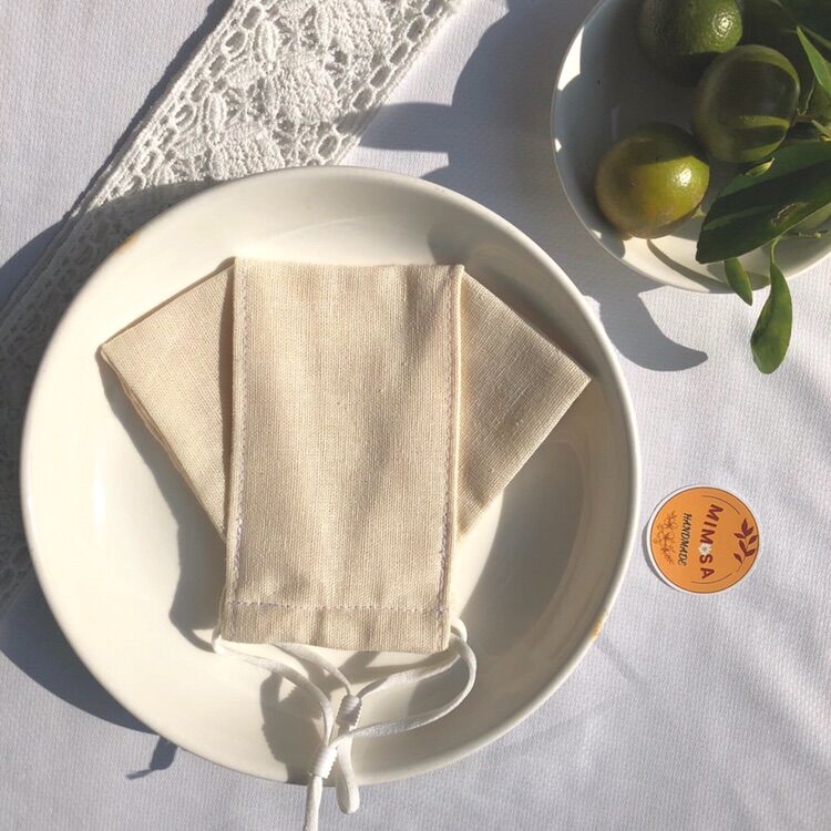 Khẩu trang vải Linen 3D (3 lớp) chống bụi chống nắng tone nâu thanh lịch