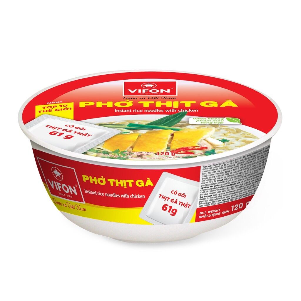Thùng 12 Tô Phở Bò | Phở Gà Vifon Có Thịt Thật (120g/Tô)