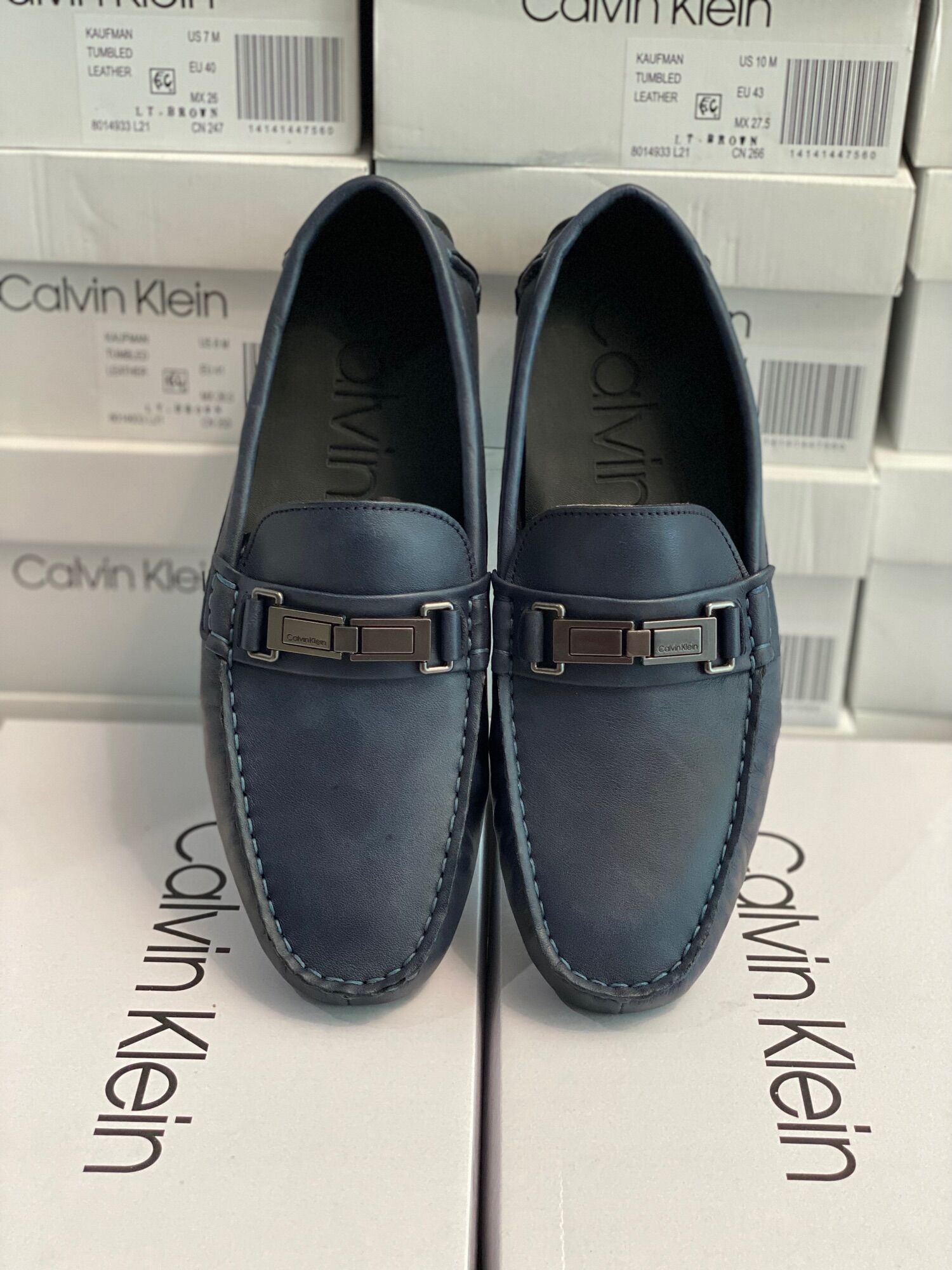 Giày mọi da hàng chính hãng Calvin Klein Black/Navy/Brown