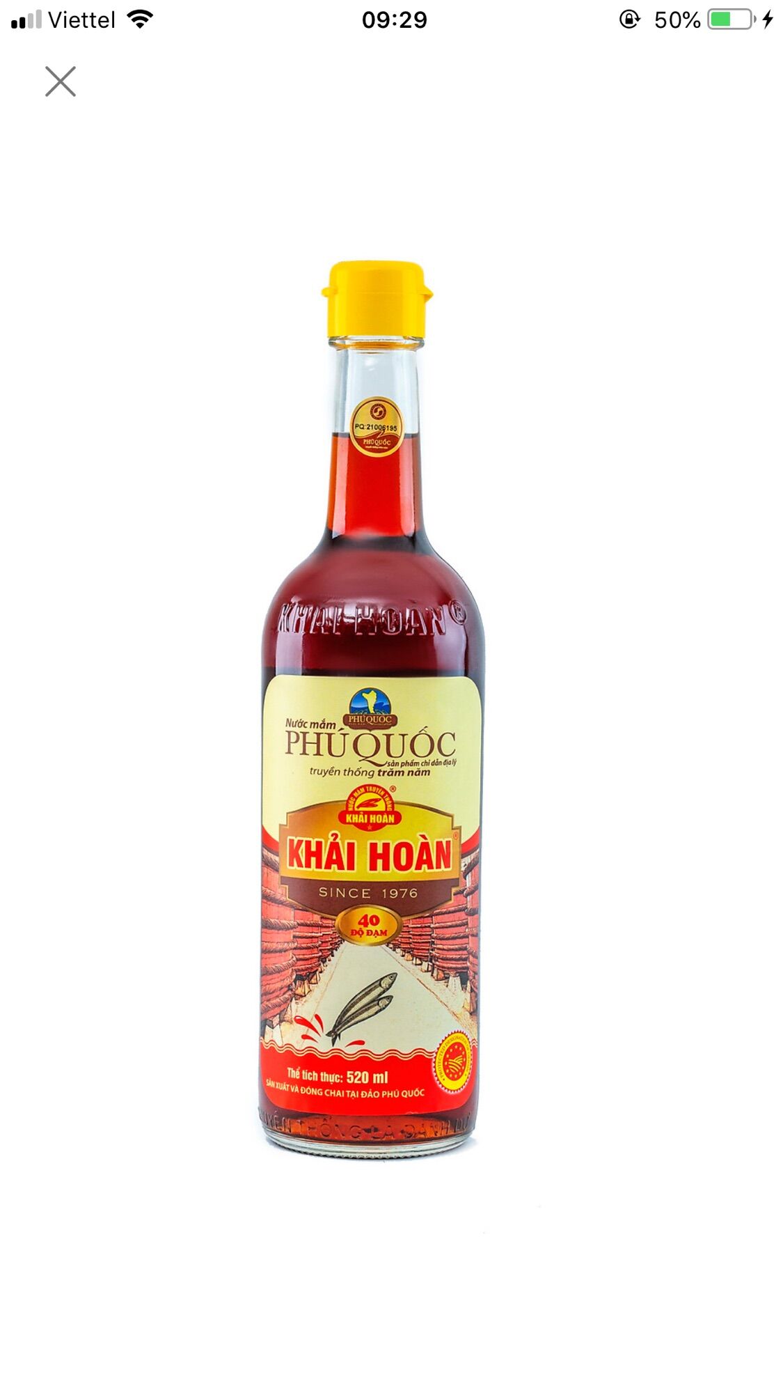 Nước mắm Phú Quốc Khải Hoàn 40 độ đạm(Cặp 2chai/520ml)