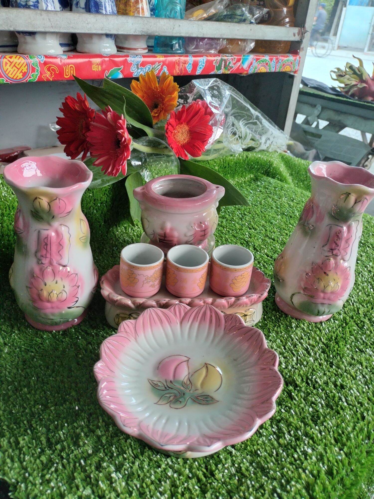 Bộ 3 ly,5 ly thờ cúng hồng đào