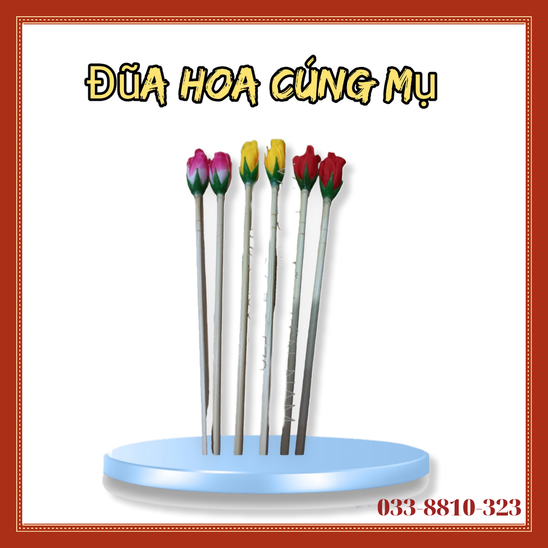 Bộ đôi đũa hoa cúng mụ đầy tháng, thôi nôi