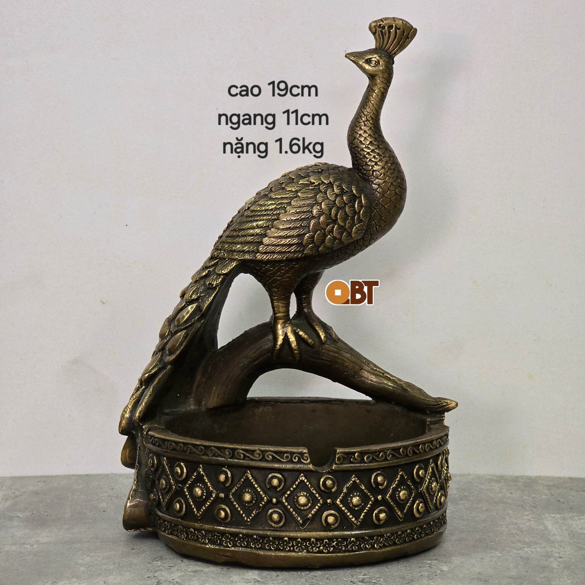 Gạt tàn con công size đại bằng đồng