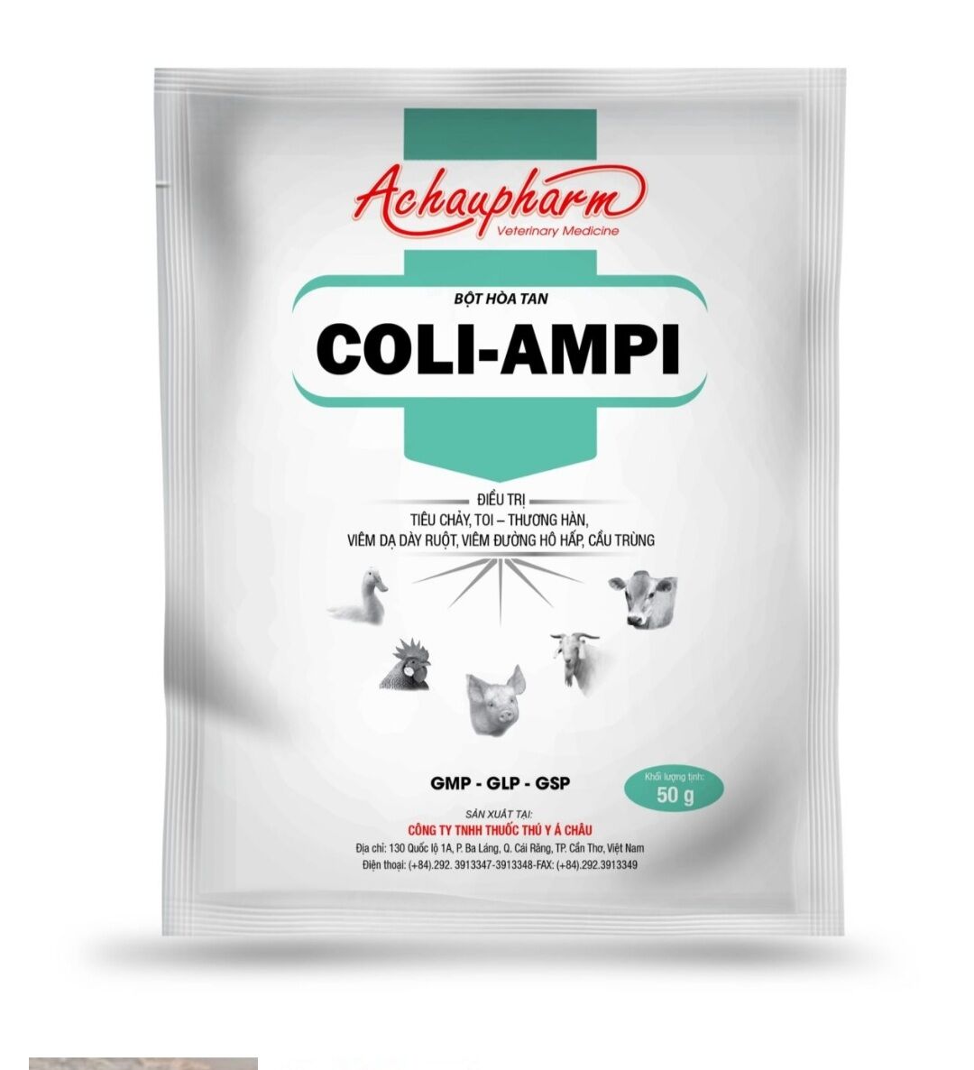 Coli-ampi gói 100g tiêu chảy - viêm ruột - viêm đường hô hấp trên vật nuôi