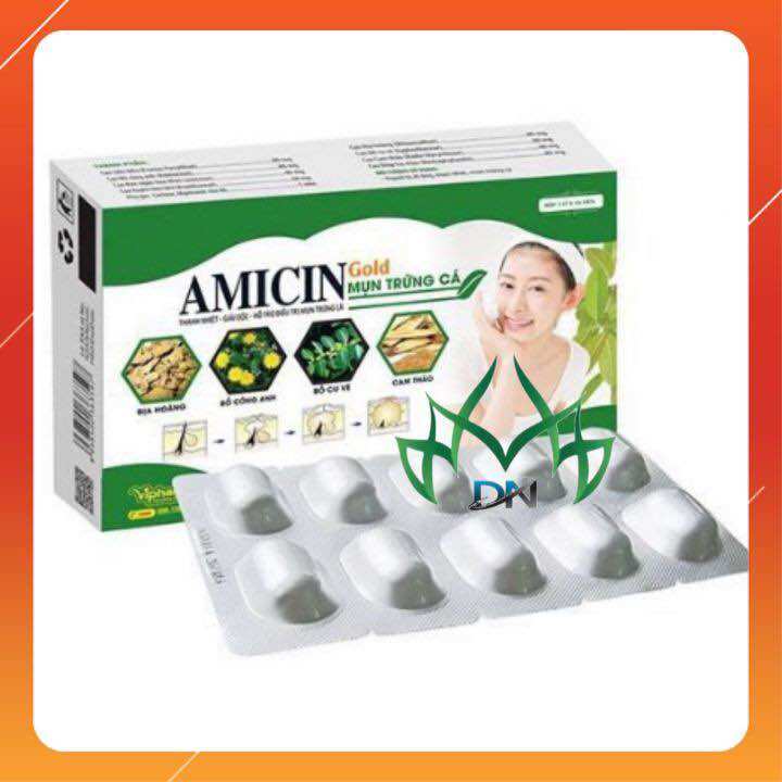 Amicin mụn trứng cá vinaphar - hộp 30 viên - giúp thanh nhiệt giải độc,giảm mụn trứng cá