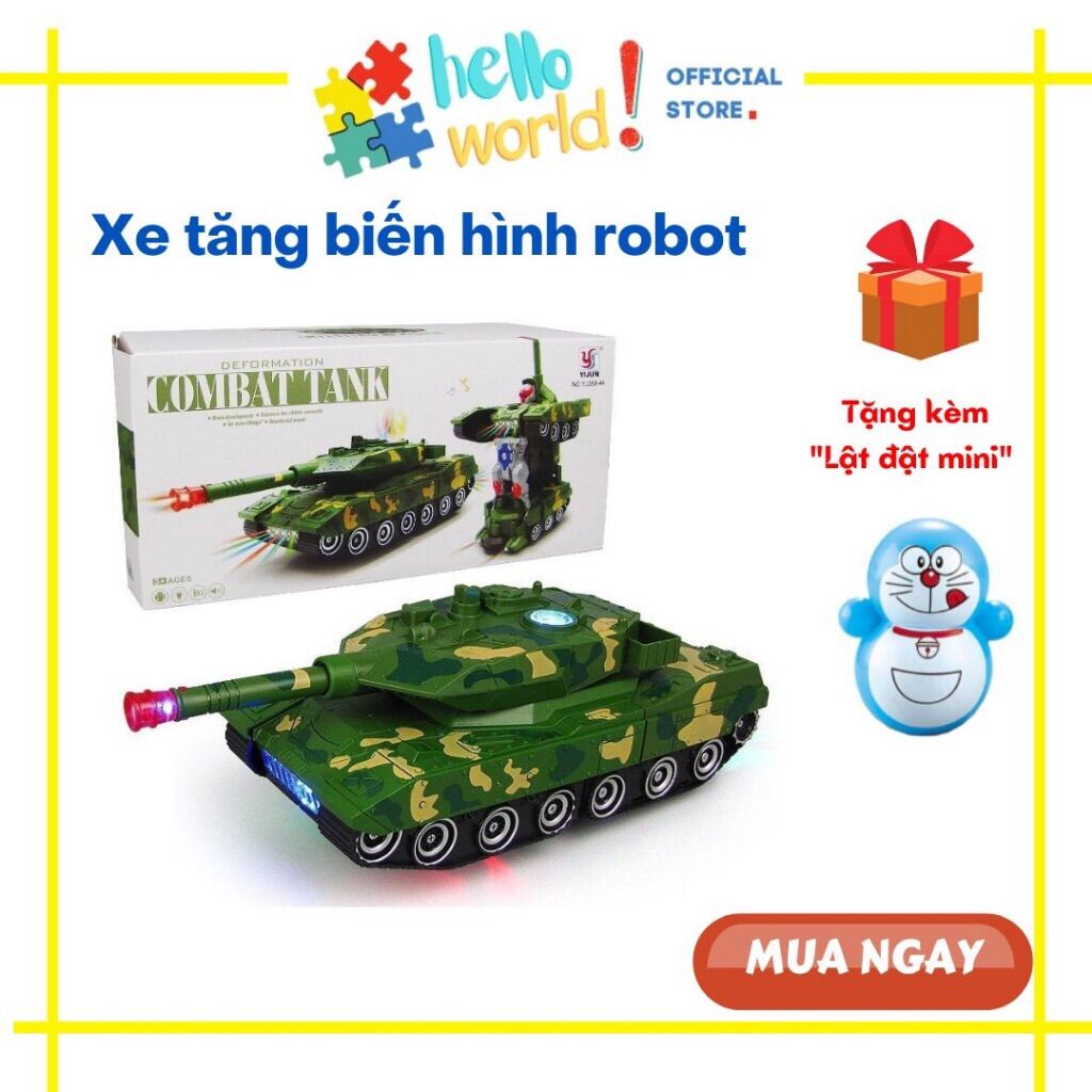 Ưu đãi shop mới Đồ Chơi Trẻ Em Xe Tăng Biến Hình Robot Tự Động Có Đèn Nhạc