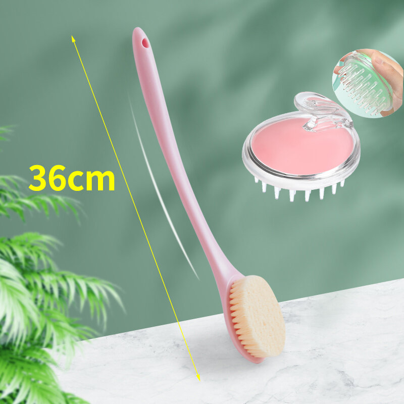 Bàn chải tắm, dụng cụ thần thánh kỳ lưng tắm lông mềm tay cầm dài, khăn tắm kỳ ghét cơ thể mạnh mẽ, bàn chải lưng sau không cần người khác
