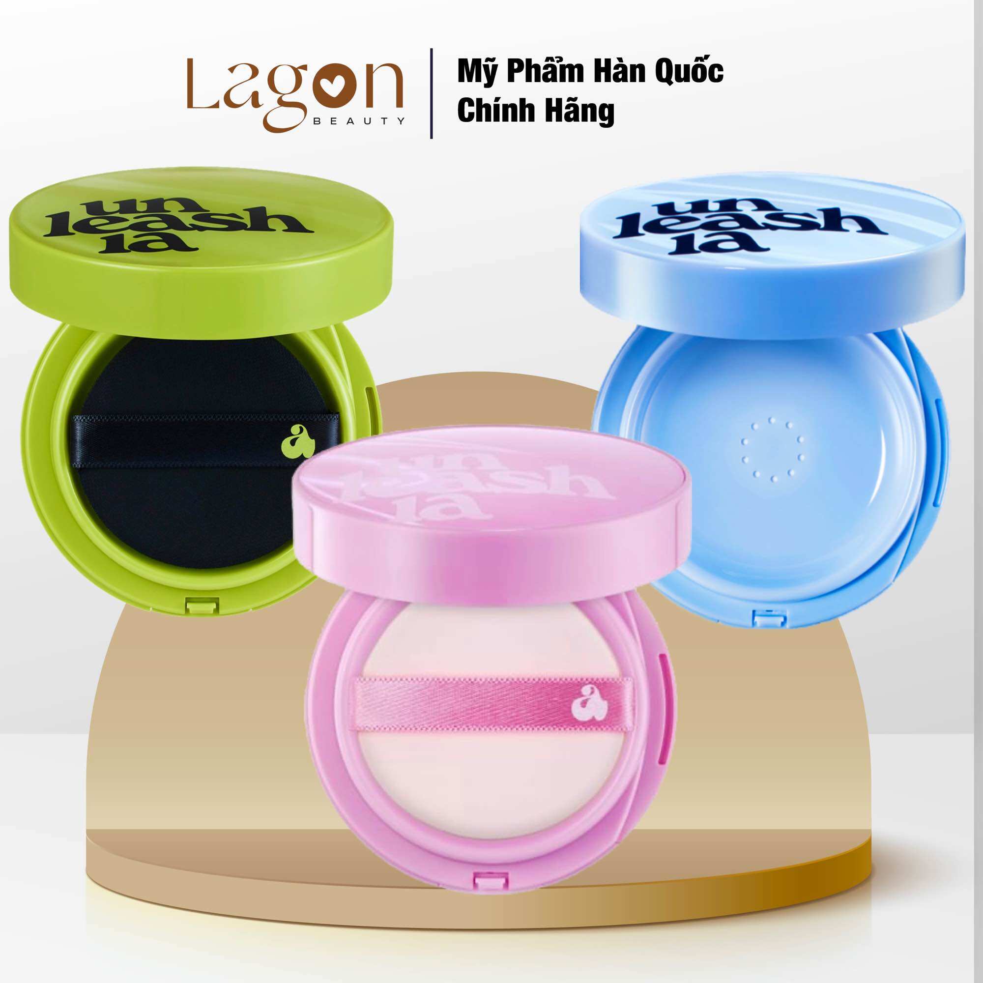 Phấn nước unleashia pink cushion & green cushion spf50+/pa++++ 15g