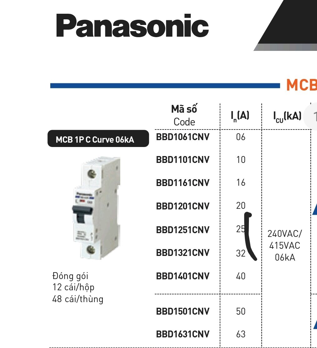 CB tép, MCB 1 tép Panasonic
