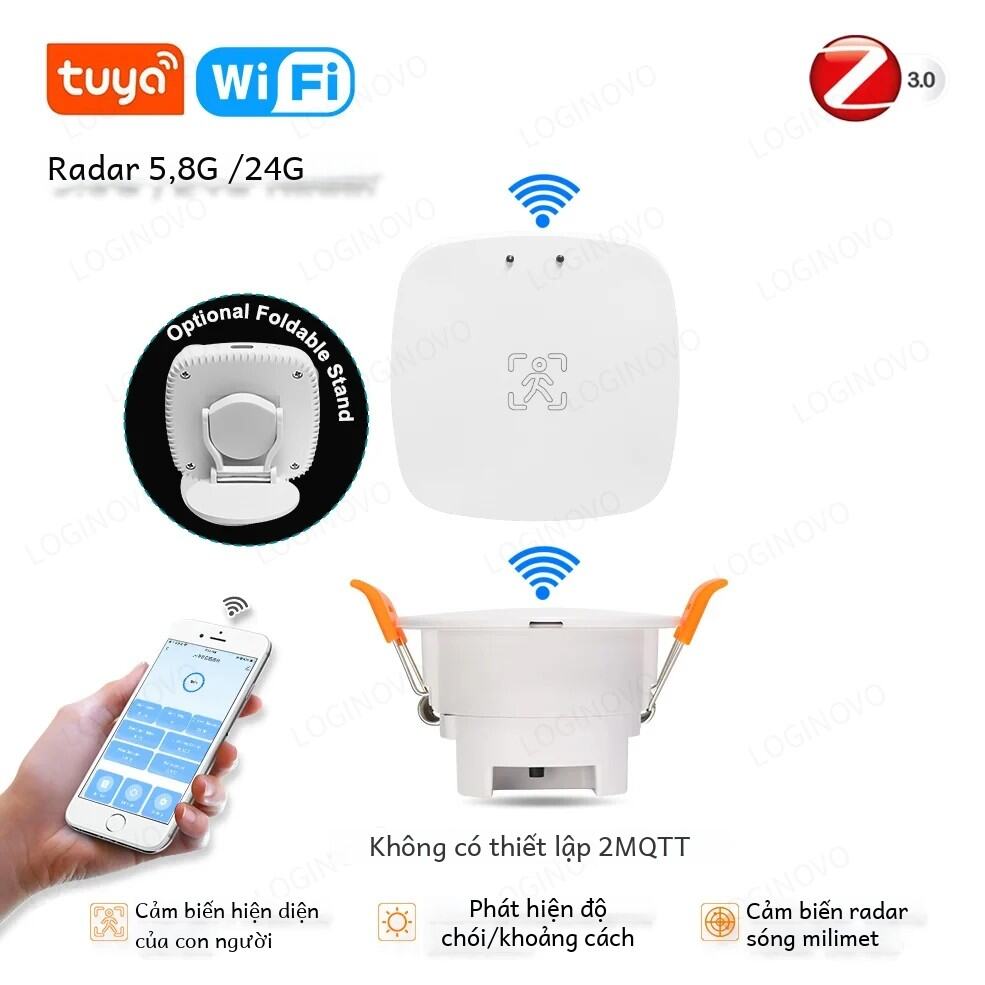 Zigbee 3.0 Cảm Biến Sự Hiện Diện Của Con Người 5.8G/24G Tuya Wifi Mmwave Máy Dò Radar Nhà Thông Minh Cảm Biến Chuyển Động với Cường Độ Phát Hiện