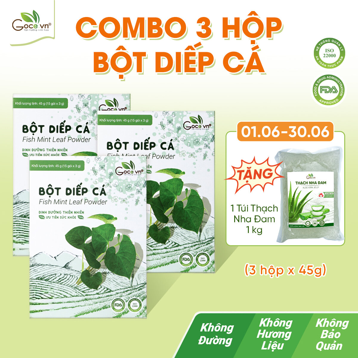 Combo 3 hộp Bột diếp cá Goce ST - 3x45g