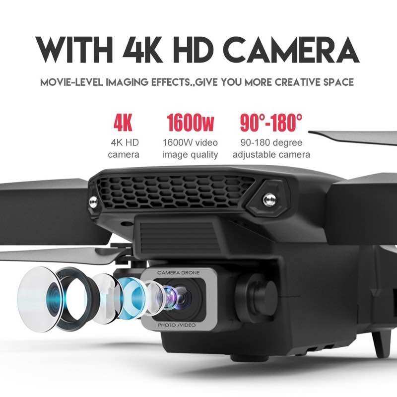Máy bay E88 Pro, 2 camera 4K,pin 1800mah ( tặng túi đựng)