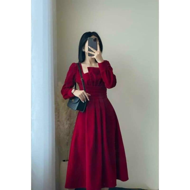 60-90kg bigsize đầm tiểu thư xếp li d781