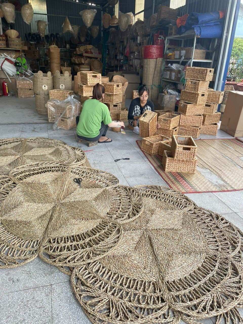 thảm cói hoa thưa các size