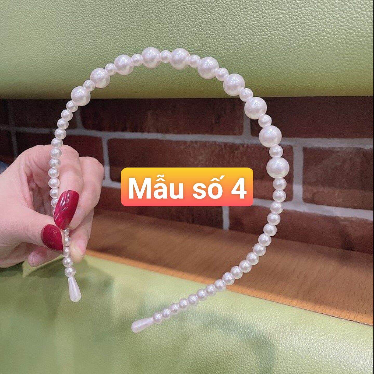 Băng đô cài tóc đính ngọc trai Pk034