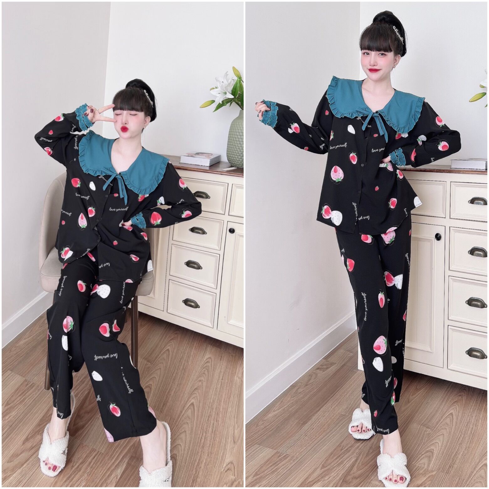 (50-110kg) Đồ Bộ Lụa Bigsize Phối Hoạ Tiết cực xinh