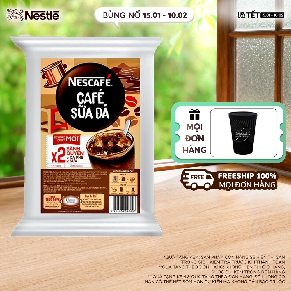 [FREESHIP TOÀN QUỐC] Cà phê hòa tan NESCAFÉ Cà phê sữa đá (bịch 600g)